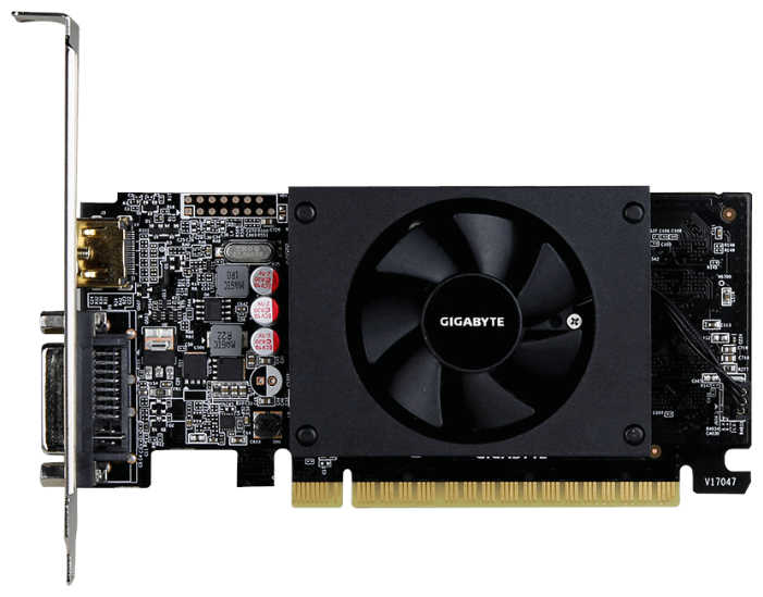 картинка Видеокарта Gigabyte GeForce GT710 Low Profile 1GB DDR5 64bit DVI HDMI GV-N710D5-1GL от магазина itmag.kz