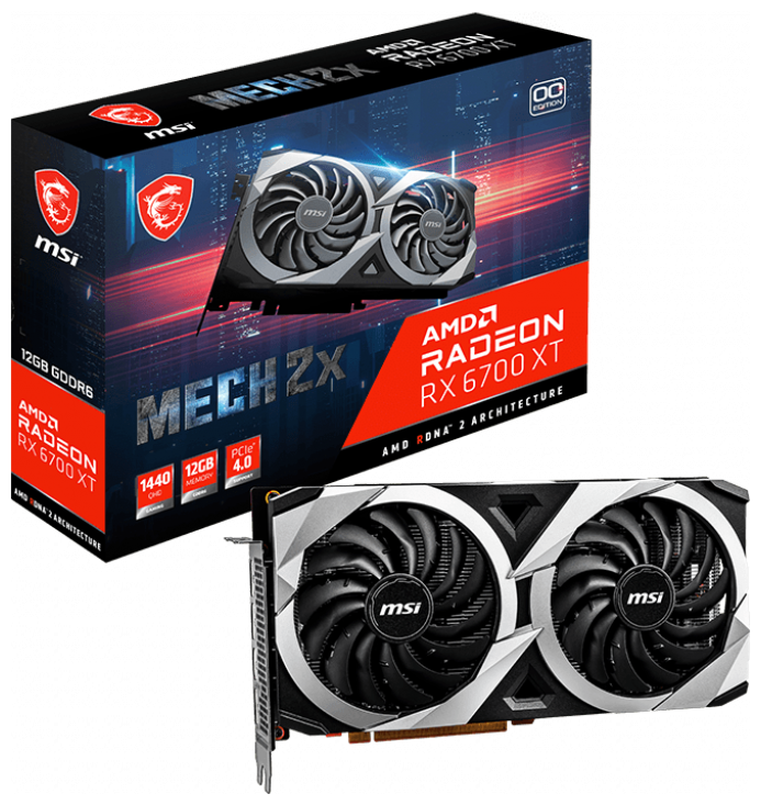 Видеокарта MSI  RADEON RX 6700XT MECH 2X, 12GB GDDR6 192-bit HDMI 3xDP RX 6700 XT MECH 2X 12G (RX 6700 XT MECH 2X 12G) фото