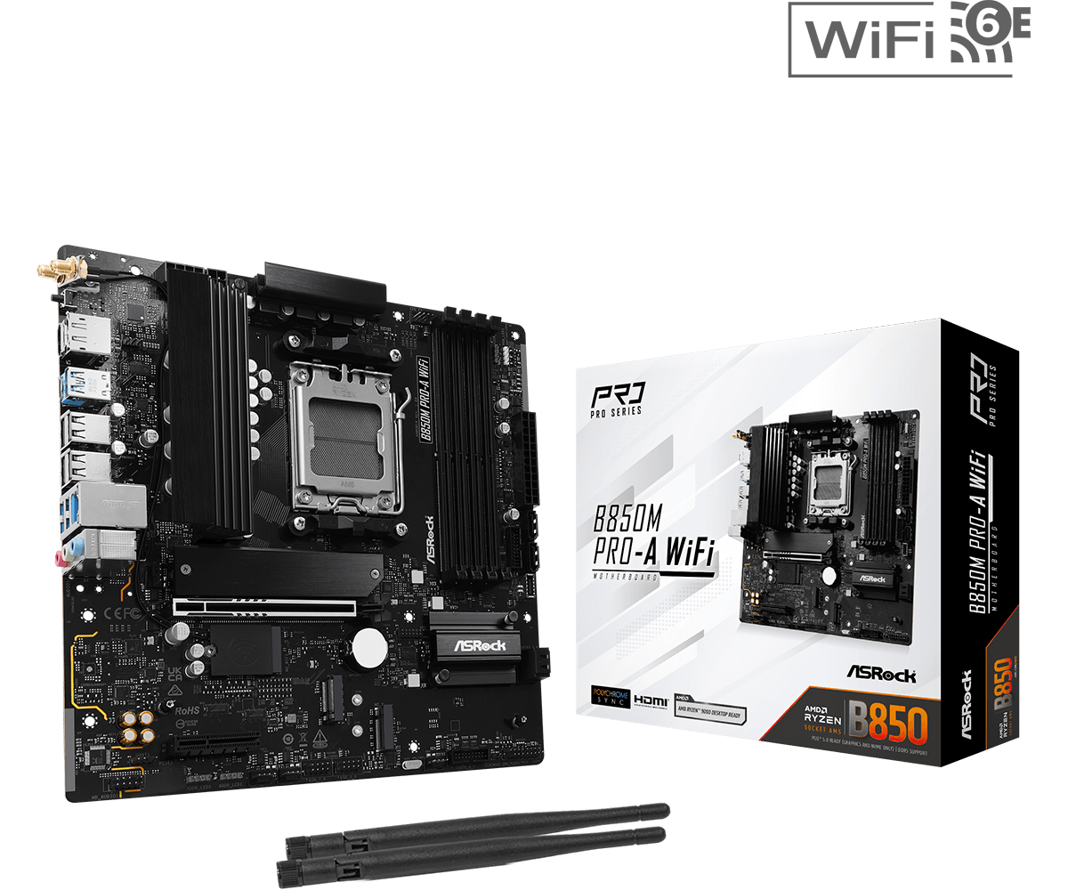 Материнская плата ASRock B850M PRO-A WIFI (90-MXBR90-A0UAYZ) фото