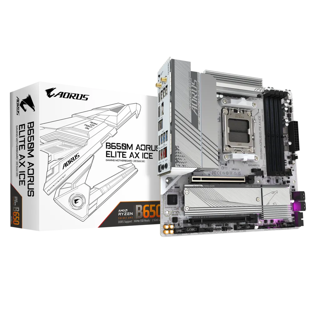  Материнская плата GIGABYTE B650M AORUS ELITE AX ICE (B650M A ELITE AX ICE) фото