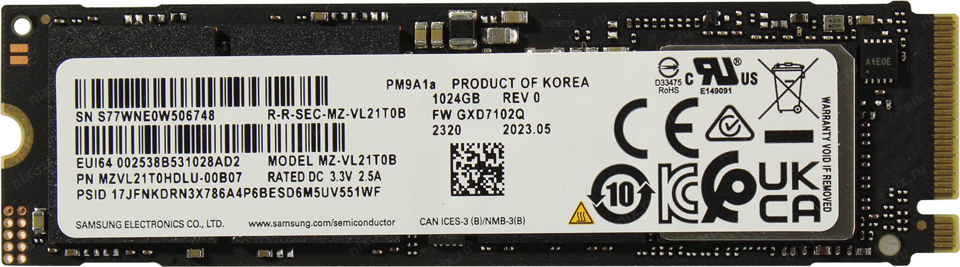 картинка Твердотельный накопитель SSD 1TB Samsung PM9A1, M.2 OEM от магазина itmag.kz