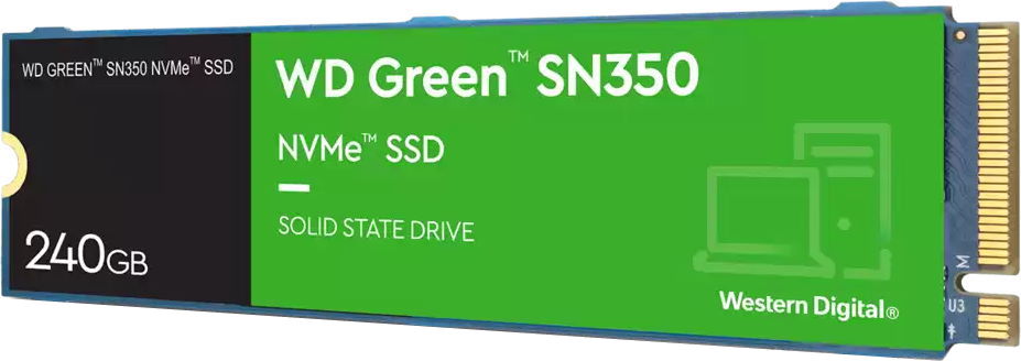 картинка Твердотельный накопитель 1000GB SSD WD GREEN SN350 M.2 2280 NVMe R3200MB/s (WDS100T3G0C) от магазина itmag.kz