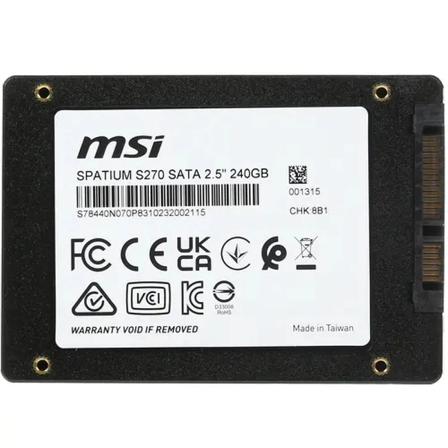 картинка Твердотельный накопитель  240Gb SSD MSI SPATIUM S270 SATA III 2.5" R500Mb/s W450MB/s SPATIUM S270 SATA 2.5" 240GB от магазина itmag.kz
