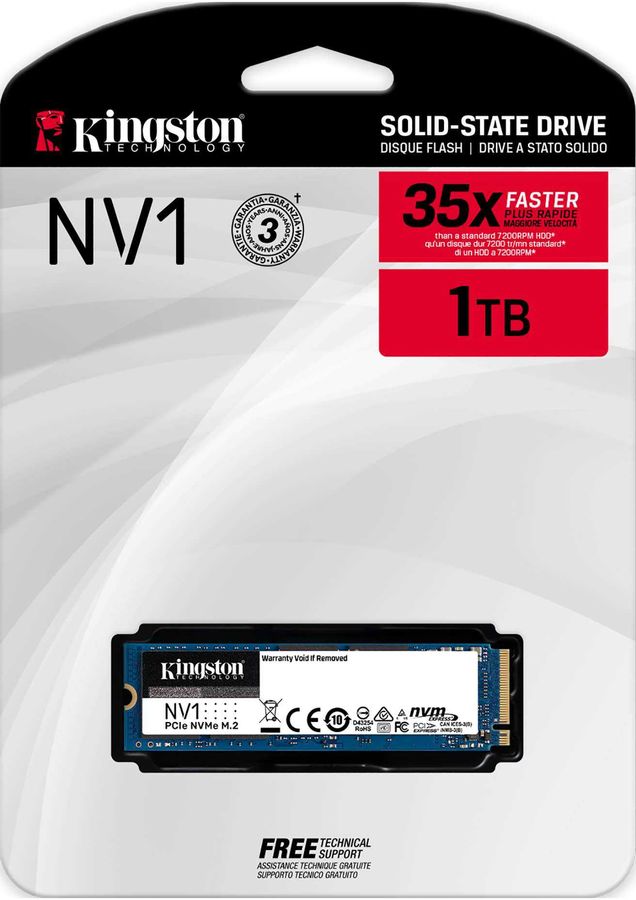 картинка Твердотельный накопитель SSD Kingston SNVS/1000G, 1000Gb, M2, 2280, NVMe, 21001700 readwrite, SNVS/1000G от магазина itmag.kz