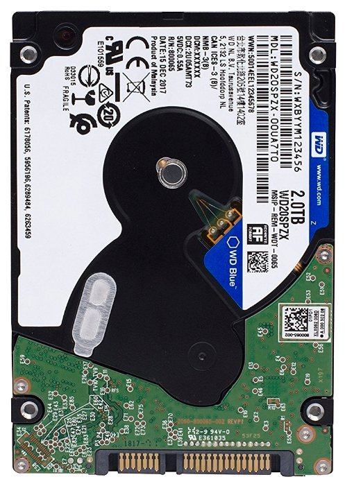 картинка Жёсткий диск HDD 2 Tb SATA 6Gb/s Western Digital Blue WD20SPZX 2.5" 5400rpm 128Mb от магазина itmag.kz