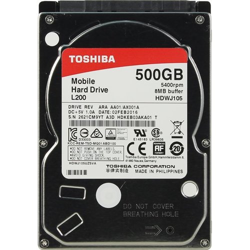 картинка Жёсткий диск HDD 500 Gb SATA-II 300 TOSHIBA L200  HDWJ105UZSVA 2.5" 5400rpm 8Mb от магазина itmag.kz