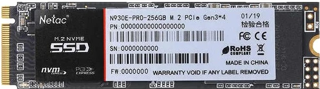 картинка Твердотельный накопитель SSD 256Gb, M.2 2280, Netac N930E Pro, NVMe, PCIe 3x4, 2040R/1270W от магазина itmag.kz
