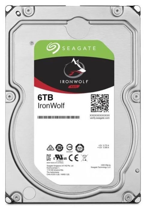 картинка Жесткий диск для NAS систем  6Tb HDD Seagate IronWolf SATA 6Gb/s 5400rpm 3.5" 256Mb ST6000VN001 от магазина itmag.kz