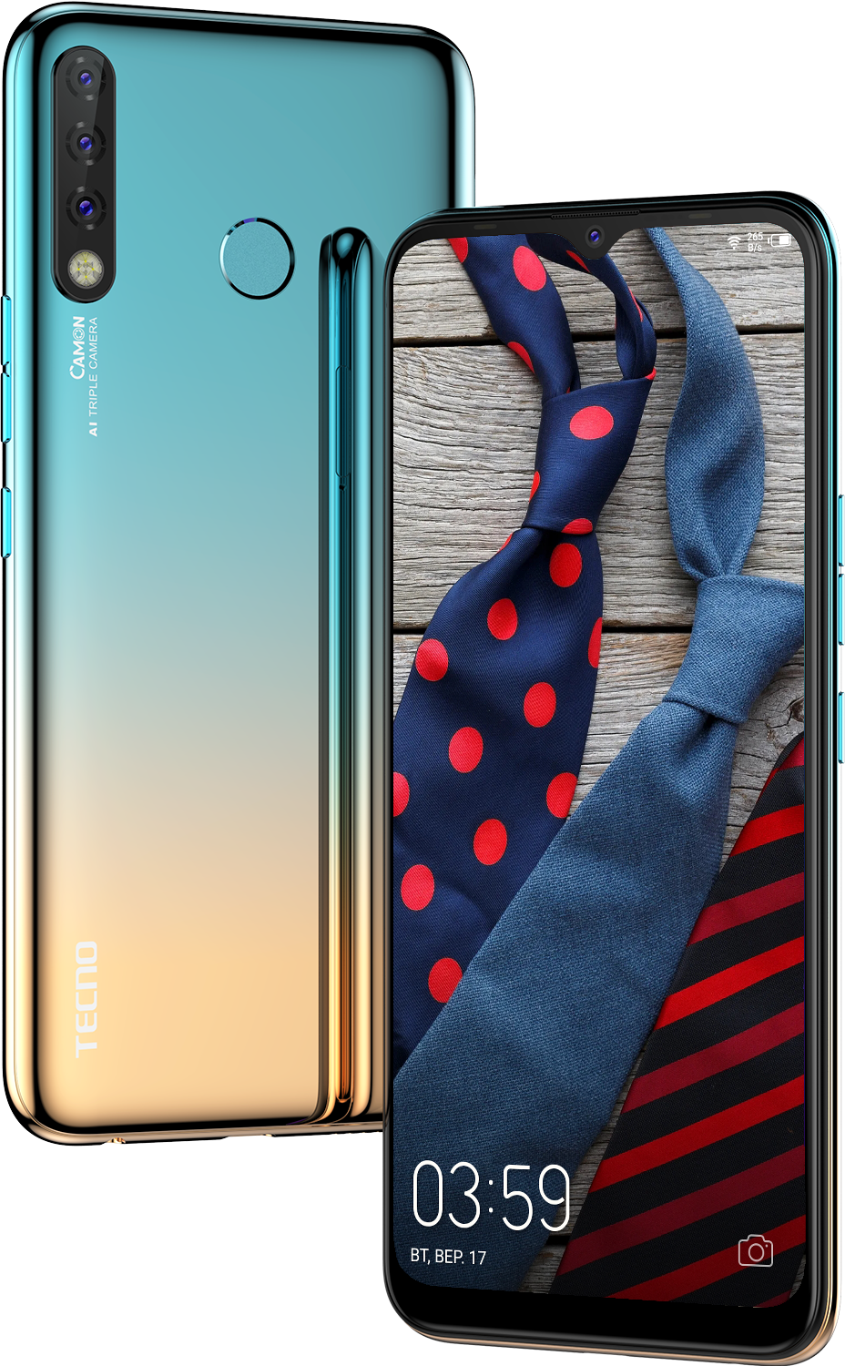 Смартфон Tecno Camon 12, 4/64GB, Sky Cyan (CC7 SKY CYAN 4/64GB) фото