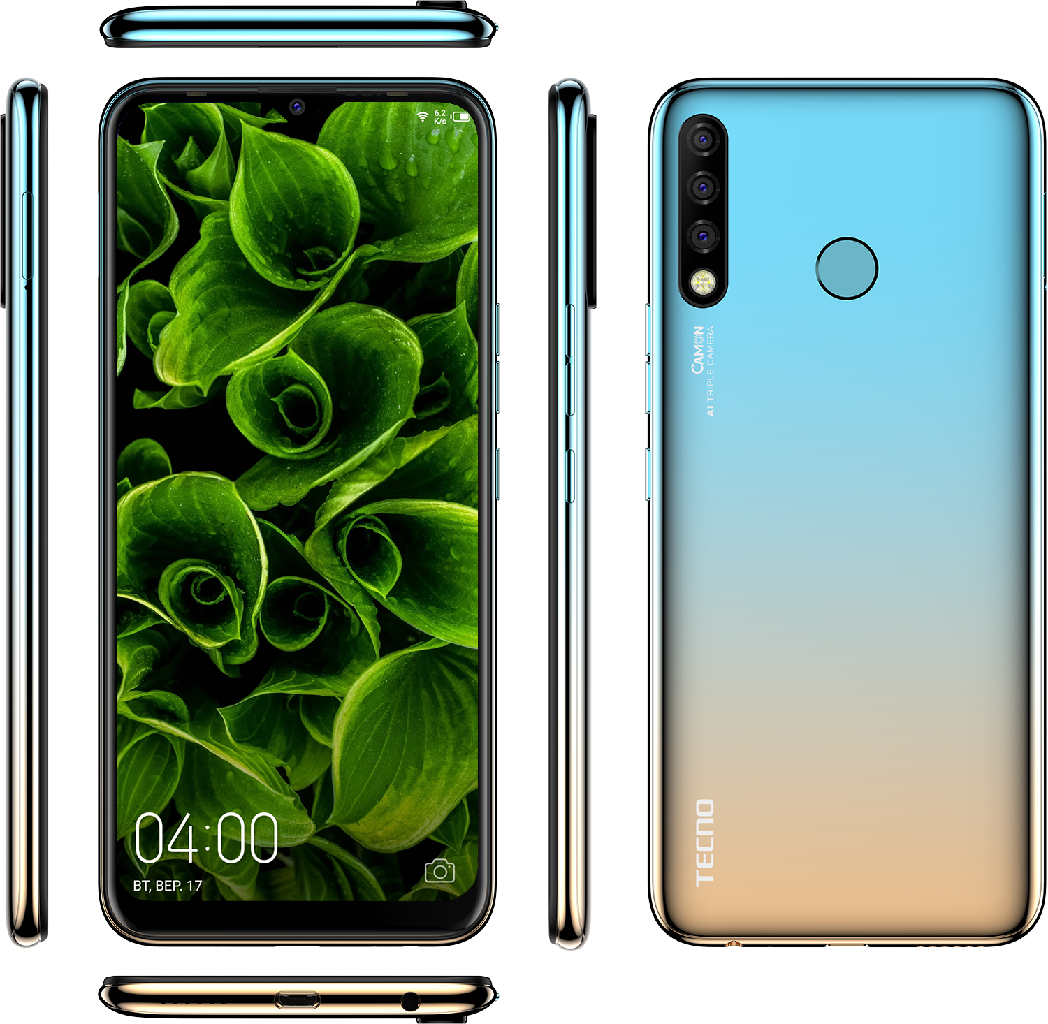 Смартфон Tecno Camon 12, 4/64GB, Sky Cyan (CC7 SKY CYAN 4/64GB) фото