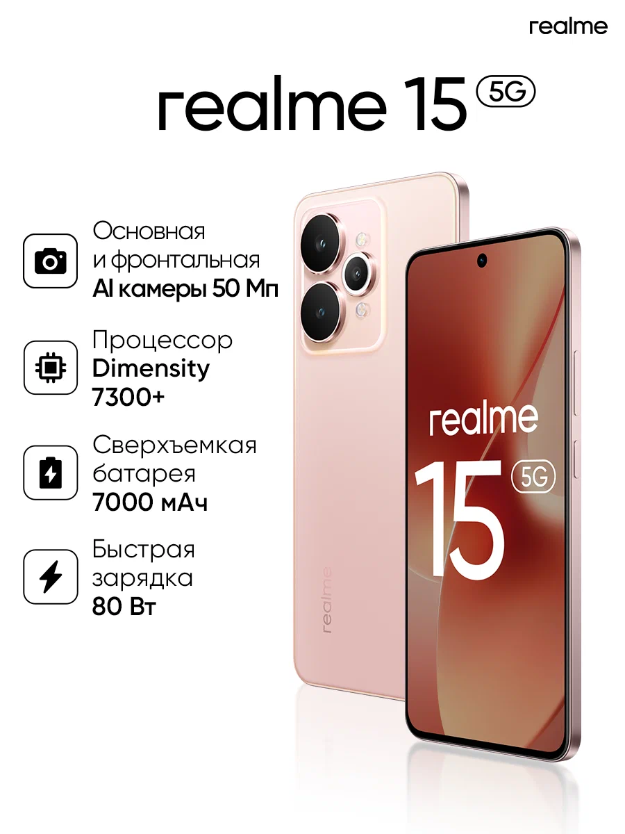 Смартфон REALME RMX5106  (REALME 15) 12 + 512 розовый (6941764472693) фото