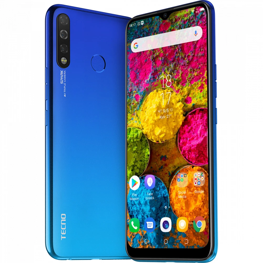 Смартфон Tecno Spark 4, 3/32GB, Vacation Blue (KC2/VACATION_BLUE 32GB) фото