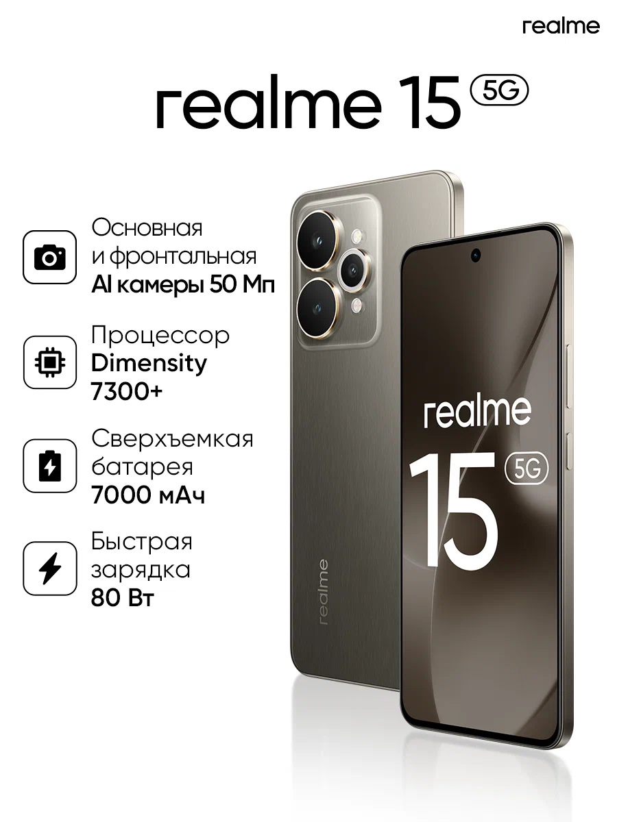 Смартфон REALME RMX5106 (REALME 15) серый 12 + 512 (6941764472686) фото