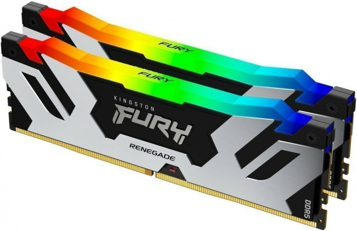картинка Оперативная память Kingston Fury Renegade Silver RGB, 64Gb (2x32Gb) DIMM DDR5, 6000Mt/s KF560C32RSAK2-64 от магазина itmag.kz