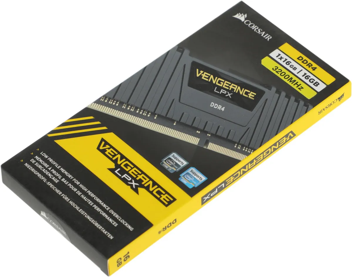 Оперативная память Corsair Vengeance LPX DDR4, 3200MHz 16GB - Black (CMK16GX4M1E3200C16) фото