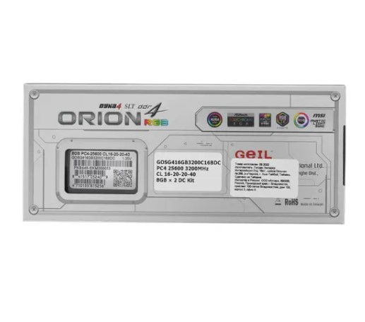 Оперативная память GEIL ORION RGB DDR4 16GB Kit (8GBx2) 3200MHz (AMD) (GOSG416GB3200C16BDC) фото