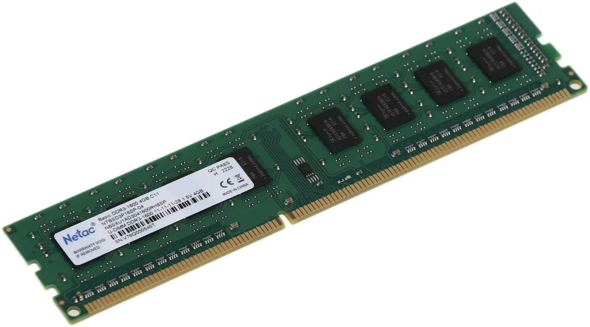 Модуль памяти Netac NTBSD3P16SP-04 DDR3 4GB <PC3-12800/1600MHz> (NTBSD3P16SP-04) фото