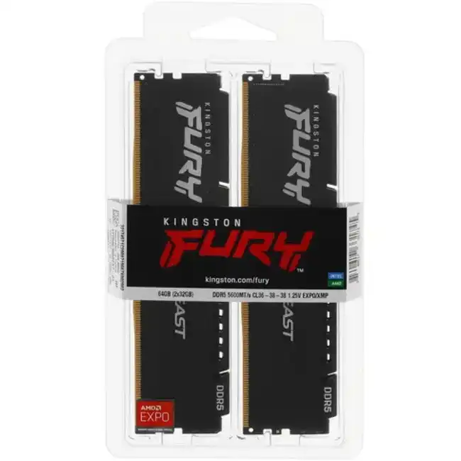 Оперативная память Kingston Fury Beast Expo, DDR-5 64GB/5600MHz 2x32Gb Kit (KF556C36BBEK2-64) фото