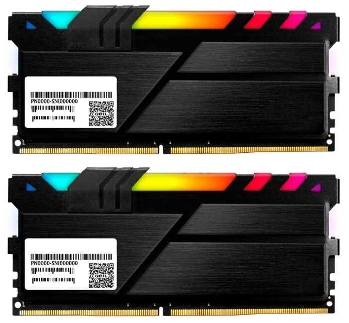 картинка Оперативная память  32GB Kit (2x16GB) GEIL DDR4 PC4-21330 2666MHz EVO X II Black с RGB подсветкой 19-19-19-43 GEXSB432GB2666C19DC Retail Pack от магазина itmag.kz