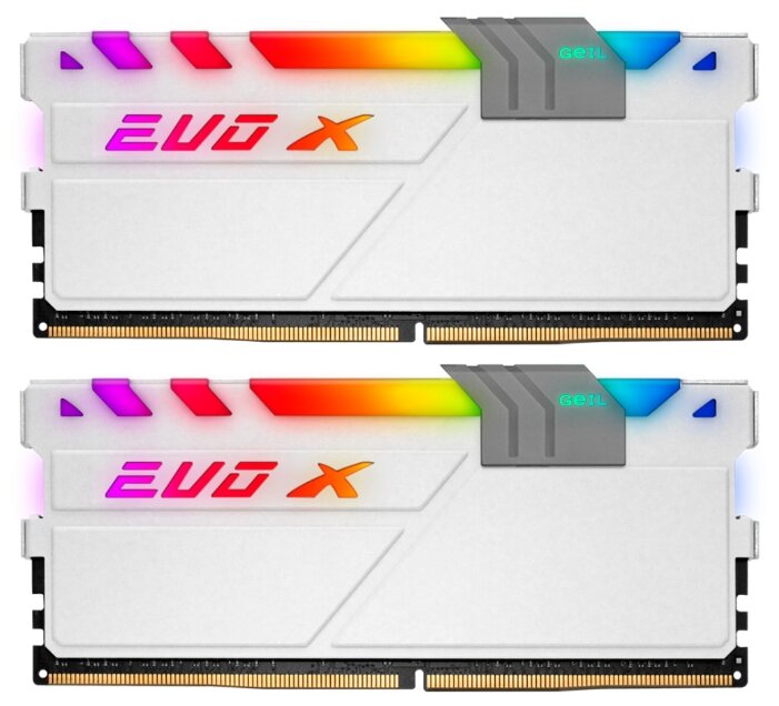 картинка Оперативная память  32GB Kit (2x16GB) GEIL DDR4 PC4-24000 3000MHz EVO X II White с RGB подсветкой 16-18-18-36 GEXSG432GB3000C16ADC Retail Pack от магазина itmag.kz