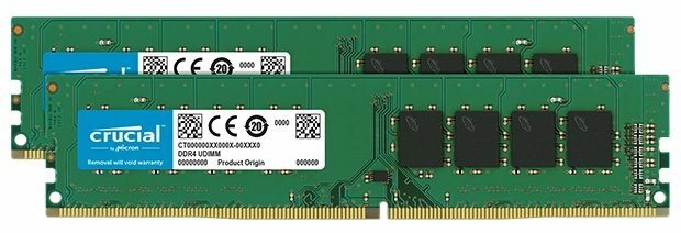 картинка Оперативная память 64GB KIT (2x32Gb) DDR4 2666MHz Crucial Specs - DDR4 PC4-21300 • CL=19 • Dual Ranked • x8 based • Unbuffered • NON-ECC • DDR4-2666 • 1.2VCT2K32G4DFD8266 от магазина itmag.kz