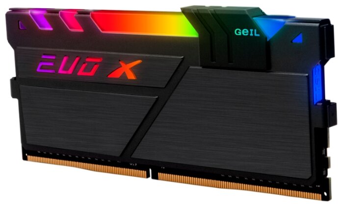 картинка Оперативная память  16GB GEIL 3200MHz DDR4 PC4-25600 3200MHz EVO X II Black с RGB подсветкой 16-18-18-36 GEXSB416GB3200C16ASC Retail Pack от магазина itmag.kz