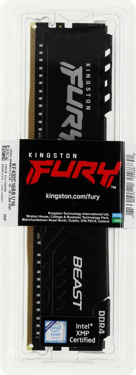 Оперативная память Kingston Fury Beast DDR4 DIMM 16Gb 3200MHz (KF432C16BB1/16WP) фото