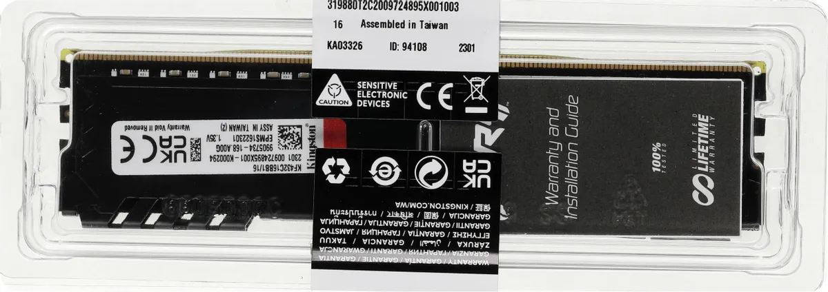 Оперативная память Kingston Fury Beast DDR4 DIMM 16Gb 3200MHz (KF432C16BB1/16WP) фото