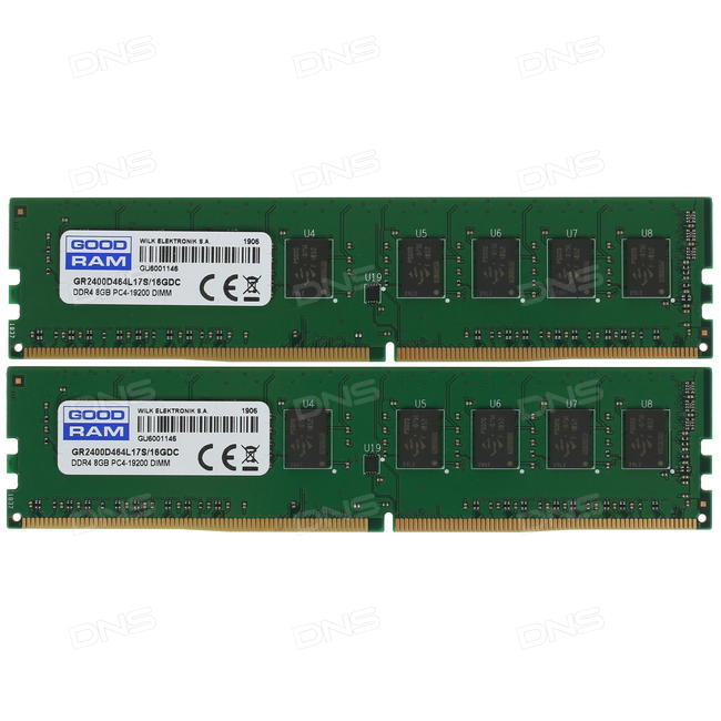 картинка Оперативная память 16GB Kit (2x8GB) DDR4 2400Mhz GOODRAM PC4-19200 GR2400D464L17S/16GDC от магазина itmag.kz