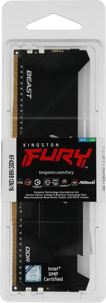 Оперативная память Kingston Fury Beast RGB DDR4 DIMM 8Gb 3200MHz (KF432C16BB2A/8WP) фото