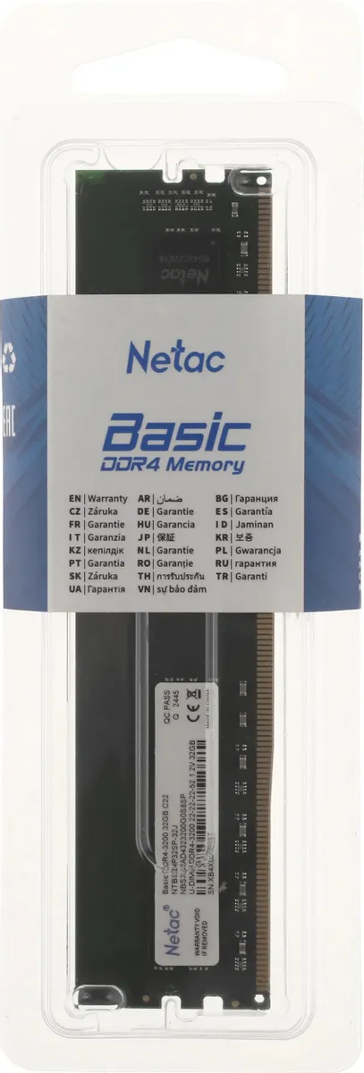 Оперативная память Netac Basic 32Gb DDR4-3200 DIMM (NTBSD4P32SP-32J) фото