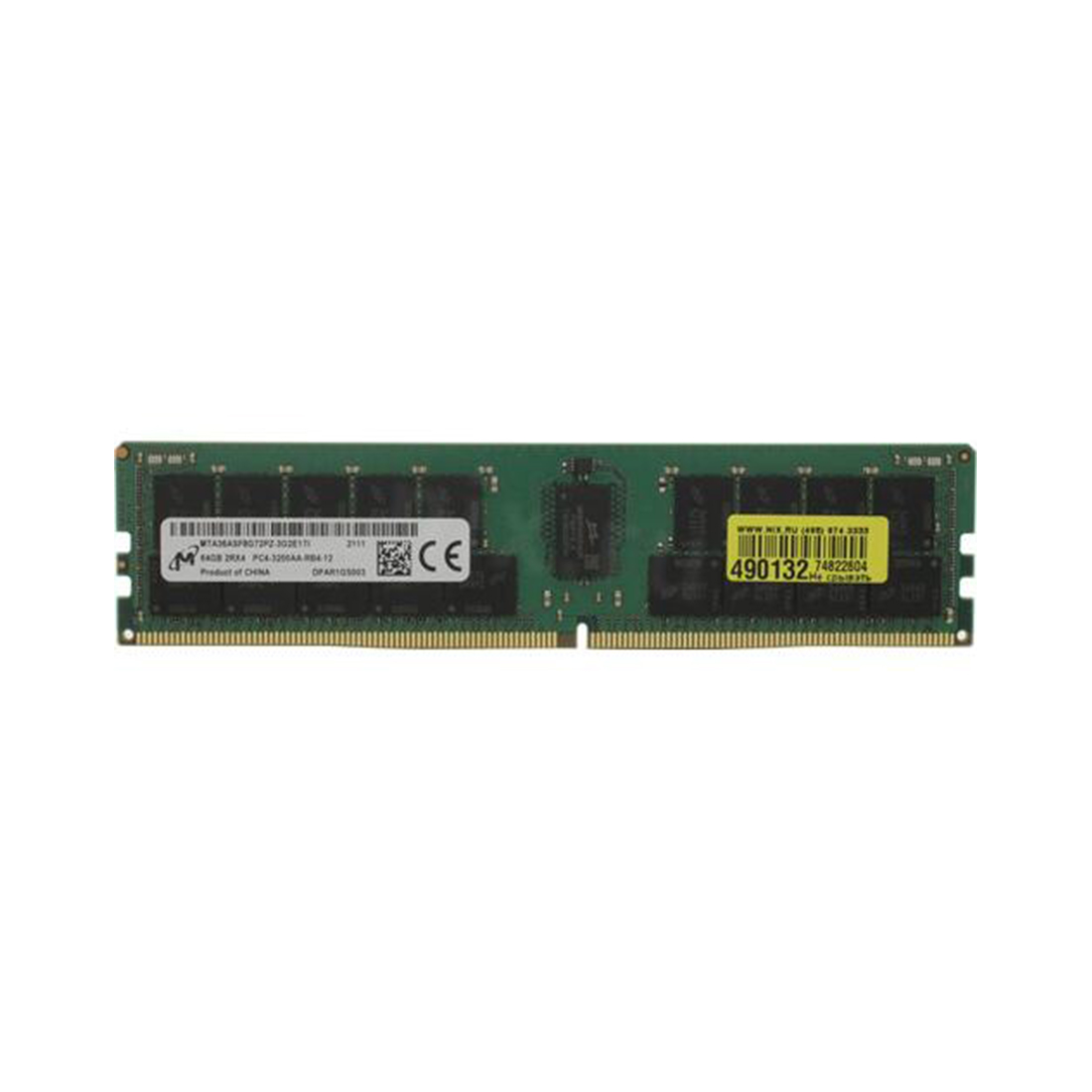 картинка Оперативная память MICRON DDR4 RDIMM 64GB 2Rx4 3200 CL22 (16Gbit) (MTA36ASF8G72PZ-3G2F1) от магазина itmag.kz
