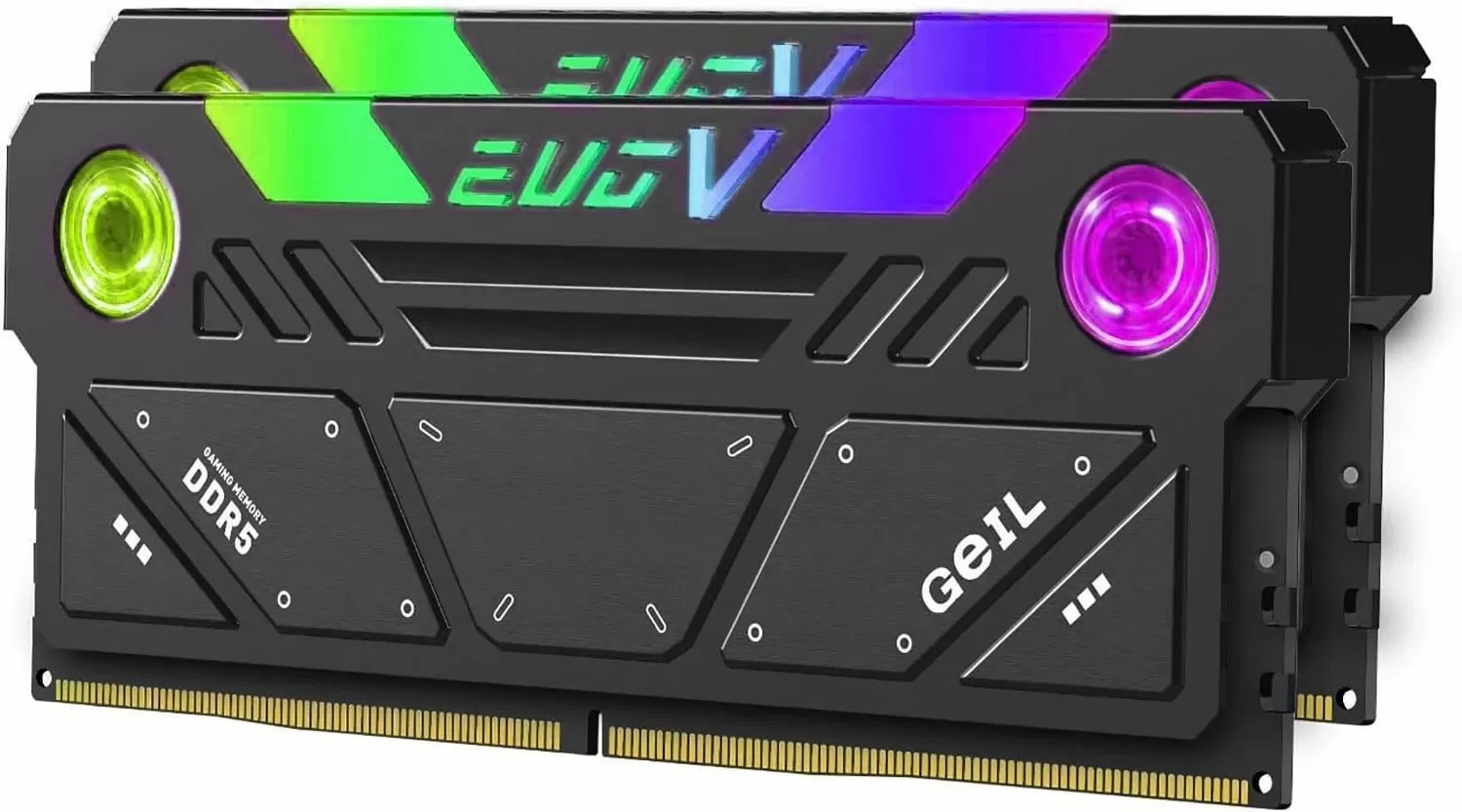 картинка Оперативная память с RGB подсветкой 32GB Kit (2x16GB) GEIL EVO V RGB 7200Mhz DDR5 Black  от магазина itmag.kz