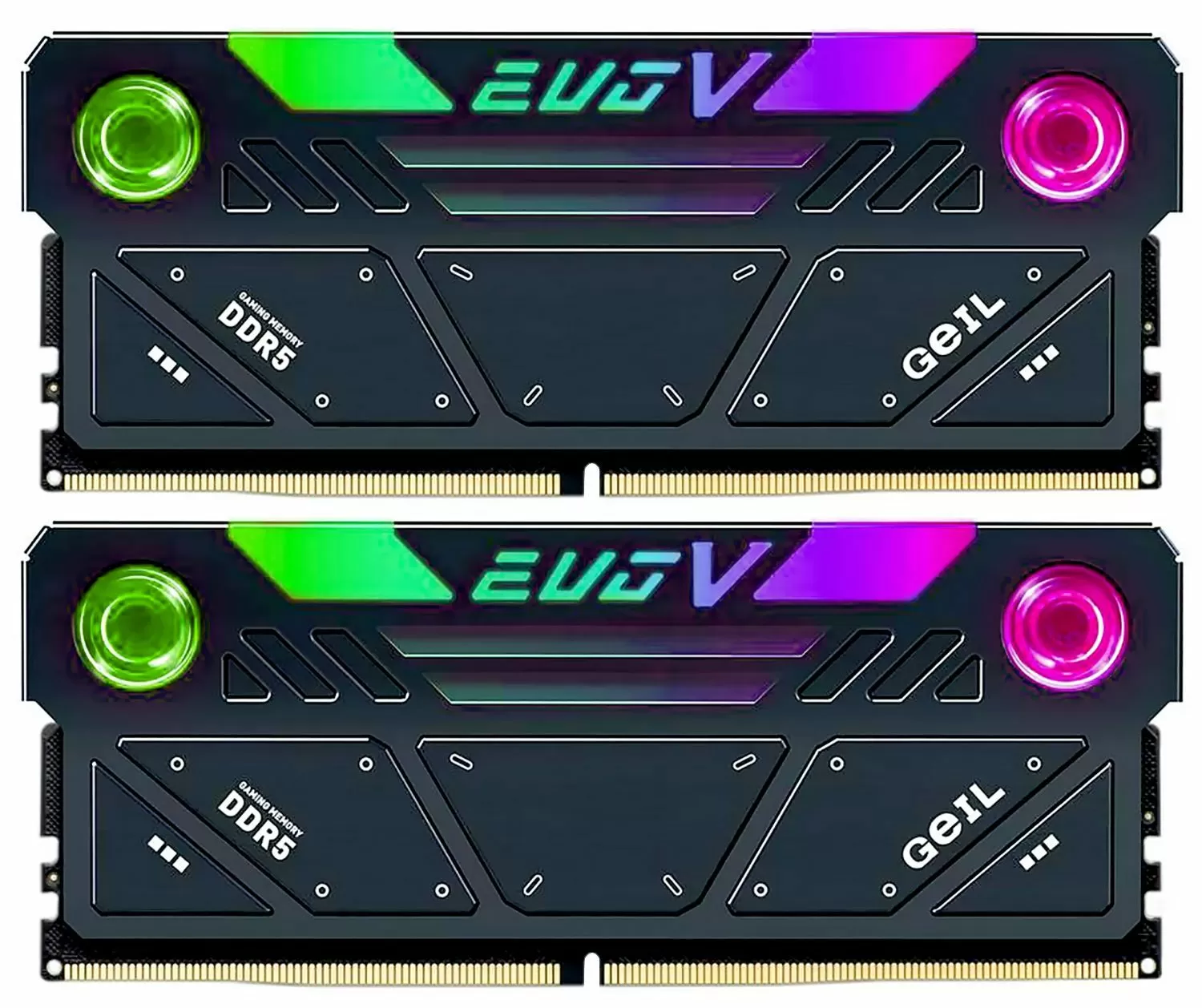 картинка Оперативная память с RGB подсветкой 32GB Kit (2x16GB) GEIL EVO V RGB 7200Mhz DDR5 Black  от магазина itmag.kz