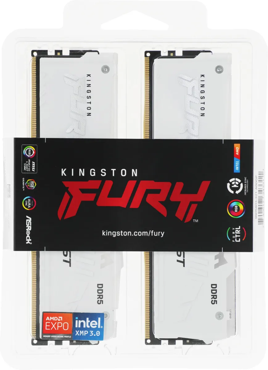 Оперативная память Kingston FURY Beast White RGB 32GB Kit (2x16) DDR5 6000MHz EXPO (KF560C30BWEAK2-32) фото