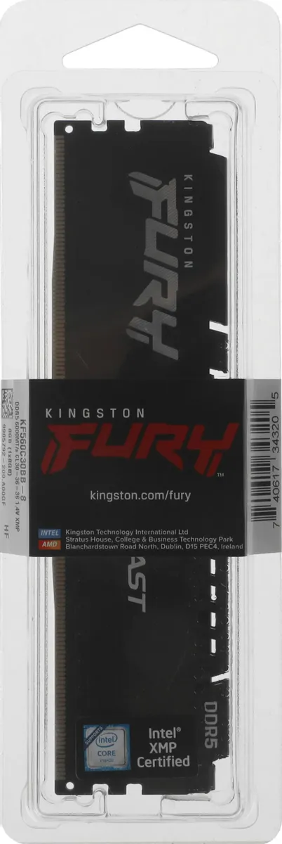 Оперативная память Kingston FURY Beast Black XMP DDR5 8GB 6000MT/s (KF560C30BB-8) фото
