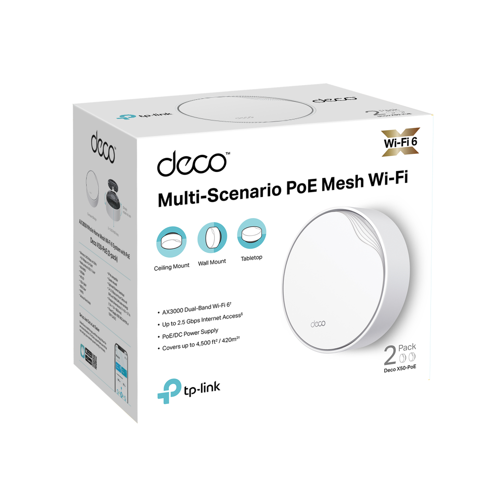 Mesh-система Tp-Link Deco X50-PoE(2-pack) (Deco X50-PoE(2-pack)(EU)) фото