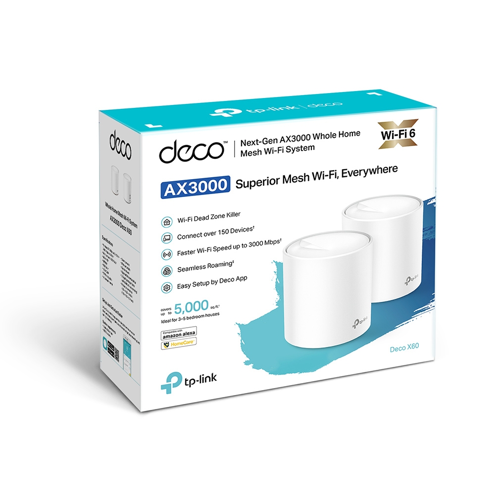 Mesh Wi-Fi система GbE AX5400 Tp-Link Deco X60 (3 устройства) (Deco X60(3-pack)(EU)) фото