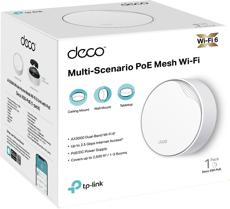 Mesh-система Tp-Link Deco X50-PoE(1-pack) (Deco X50-PoE(1-pack)(EU)) фото