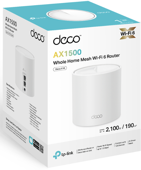 Домашняя Mesh Wi-Fi система Tp-Link Deco X10 1 устройство (Deco X10(1-pack)) фото