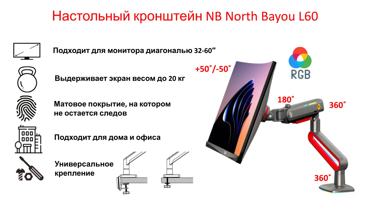 Крепление для монитора North Bayou L60 32''-60'' (L60) фото