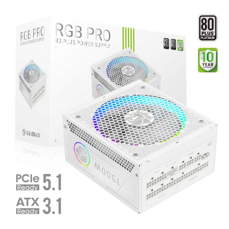 Блок питания Gamemax RGB PRO 1300P WH Platinum (2110-1300B0026) фото