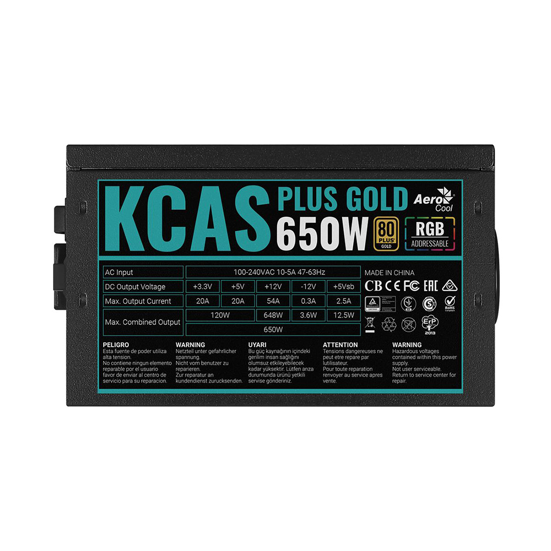 картинка Блок питания Aerocool KCAS PLUS GOLD 650W RGB от магазина itmag.kz