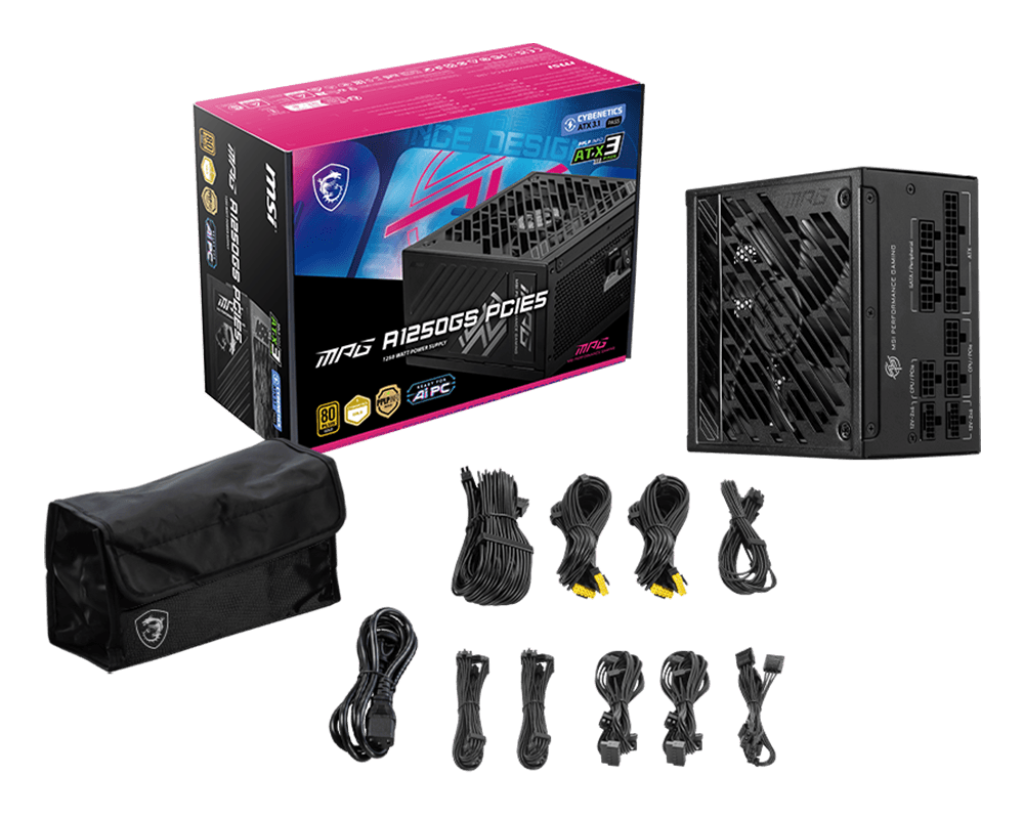 Блок питания MSI MPG A1250GS PCIE5, 1250W (MPG A1250GS PCIE5) фото