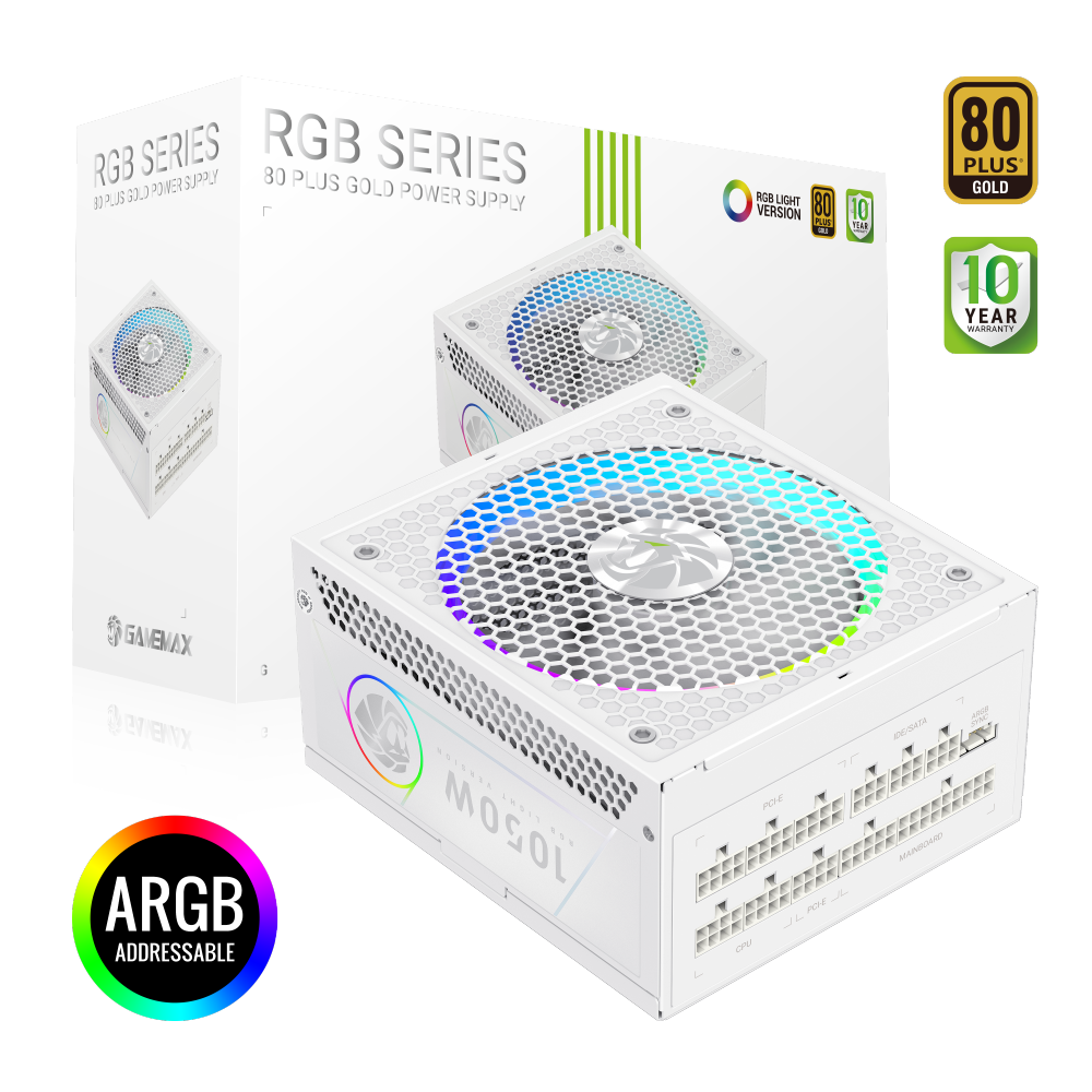 Блок питания Gamemax RGB 1050G White (2109-1050B0045) фото