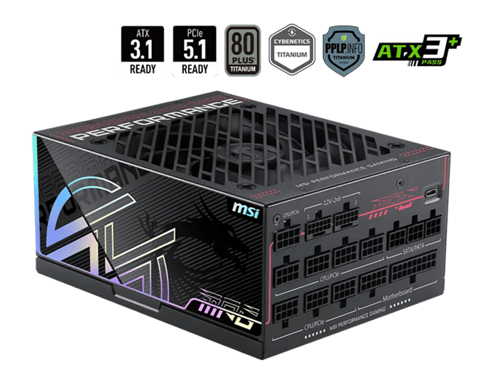 Блок питания MSI 1300W, MPG Ai1300TS PCIE5, ATX, 80+ TITANIUM Черный (MPG Ai1300TS PCIE5) фото