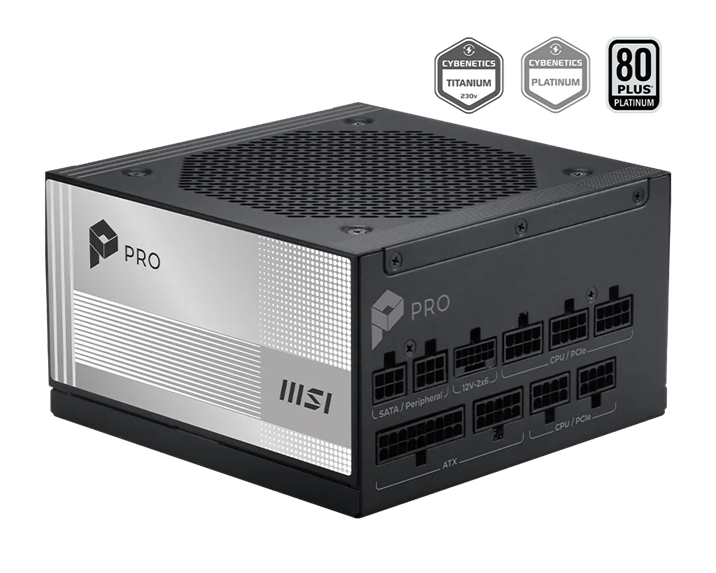 Блок питания MSI 1000W, PRO A1000PL PCIE5, ATX, 80+ PLATINUM Черный (PRO A1000PL PCIE5) фото