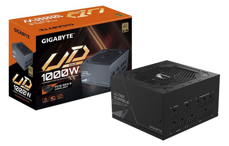 картинка Блок питания Gigabyte GP-UD1000GM, 1000W, 12cm fan, Active PFC, 80 Plus Gold, ATX 2.31 от магазина itmag.kz
