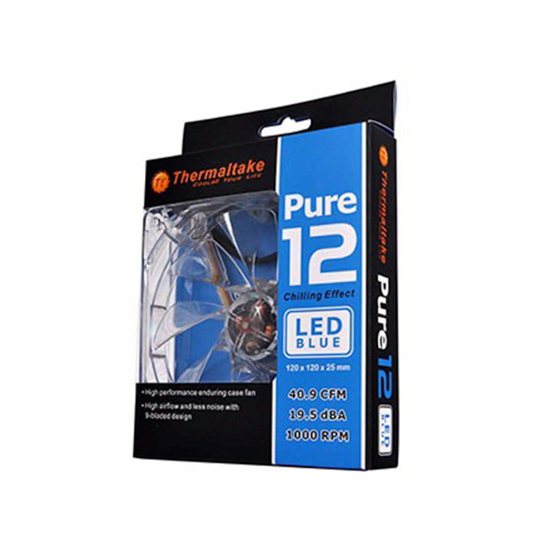 картинка Кулер для компьютерного корпуса Thermaltake Pure 12 LED DC Fan Blue от магазина itmag.kz