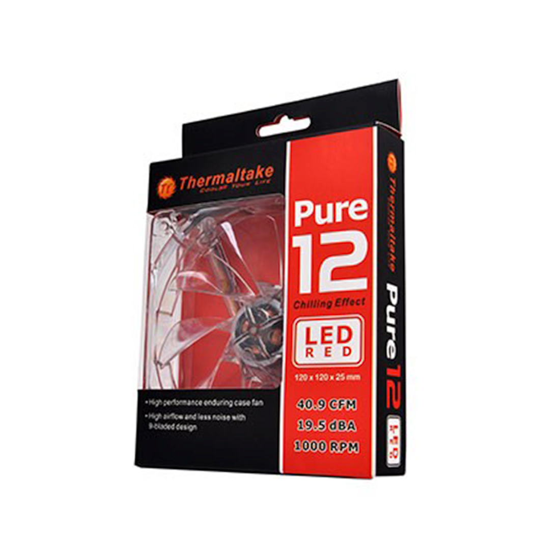 картинка Кулер для компьютерного корпуса Thermaltake Pure 12 LED DC Fan Red от магазина itmag.kz